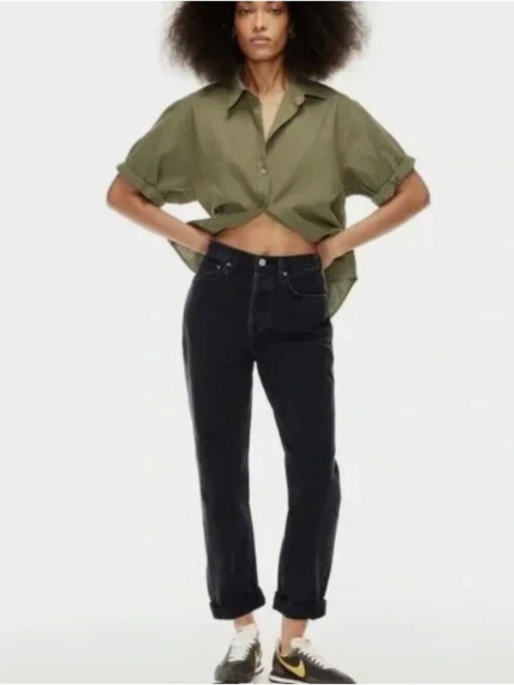 Denim Forum BF High Rise Loose Black Jeans Size 27